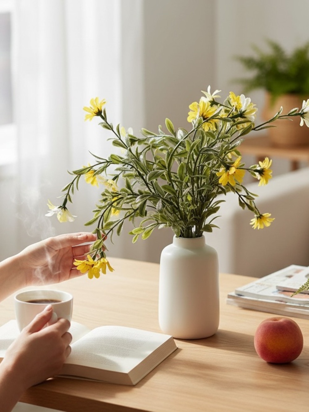 trueliving Faux Floral Arrangement Home Decor OS Yellow Excellent Daisy Vase